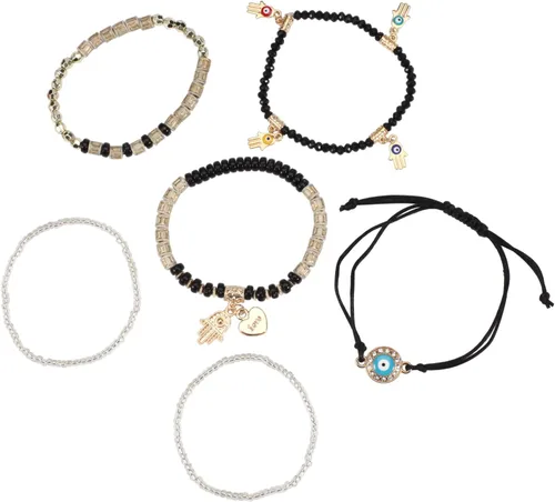 Vista 4 de Budsmile Pulseras bohemias de cuentas elásticas para mujeres y niñas, juego de pulseras apilables en múltiples capas, dijes multicolor hechos a