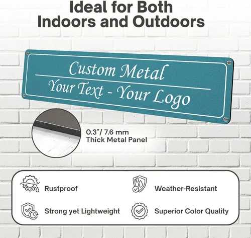 Vista 6 de Letrero de metal personalizado impreso en UV - Letreros de metal personalizados para exteriores con texto, foto y logotipo - Letrero personalizado