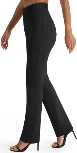 Vista 3 de AFITNE Pantalones de yoga de pierna recta con bolsillos para mujer Negro
