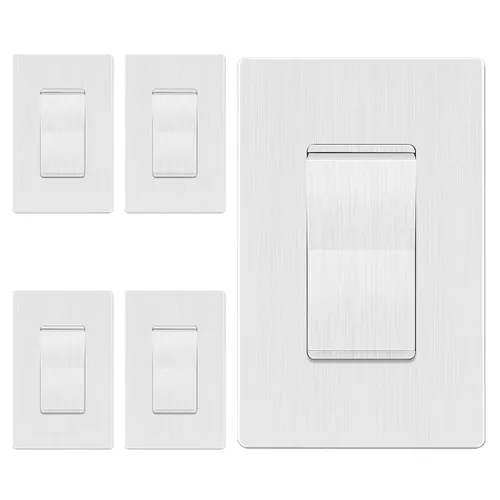 Vista 24 de LIDER Interruptor de pared sin marco, de 3 vías o de un solo polo, 15A -277VAC UL Listed, Brushed Gold, On/Off Rocker Switch, 3 Wire, Tough And