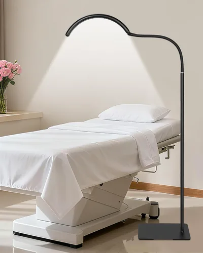 Vista 10 de Luz de Piso LED Media Luna - Lámpara Profesional Sin Sombras, Ajustable para Técnicas de Pestañas, Esteticistas y Tatuadores Extensiones