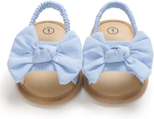 Vista 4 de COSANKIM Sandalias de verano para bebés y niñas con suela suave de flores, zapatos de vestir para cuna, recién nacidos, para recién nacidos