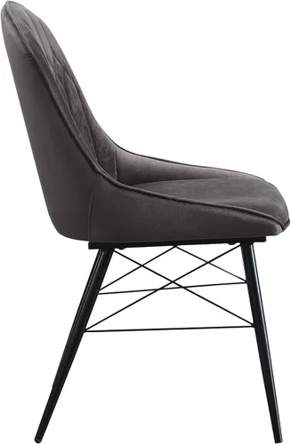 Vista 3 de Sillas de comedor para mesa de habitación y sillas de asiento de cocina, juego de 2 sillas laterales tapizadas con diseño capitonado de canal