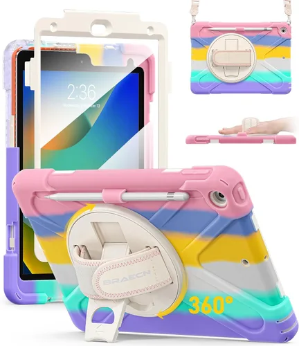 Vista 29 de BRAECN Funda para iPad de 9ª/8ª/7ª Generación, Funda Resistente a Prueba de Golpes con Protector de Pantalla, Soporte para Lápiz, Soporte para Tapa
