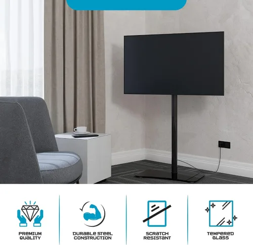 Vista 8 de SONOROUS PL-2800 - Soporte de TV premium para sala de estar, soporte de piso de TV de lujo con base de vidrio templado, soporte de soporte de TV LED