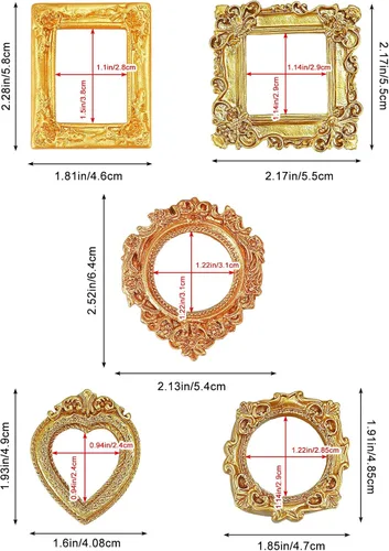 Vista 6 de Mini Picture Frames Vintage Resin Oval Rectangle Heart Photo Frame 10PCS