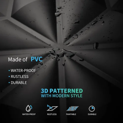 Vista 6 de Art3d Textures - Paneles de pared 3D para decoración de pared interior, paneles de pared decorativos de PVC de diamante negro, paquete de 12