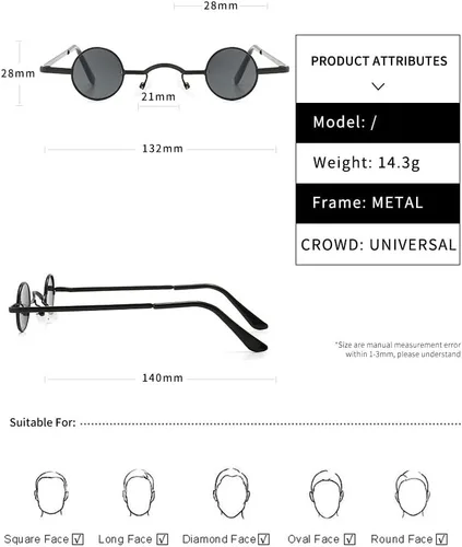 Vista 6 de Gafas de sol hippie polarizadas redondas vintage pequeñas gafas de sol Steampunk