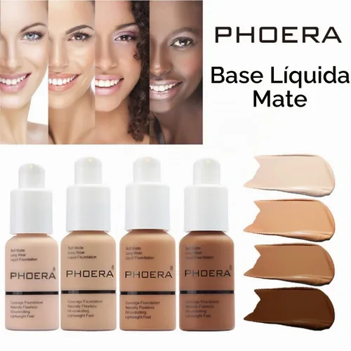 Vista 6 de PHOERA - Base de maquillaje mate, corrector de control de aceite, maquillaje impermeable de larga duración, base de cobertura completa