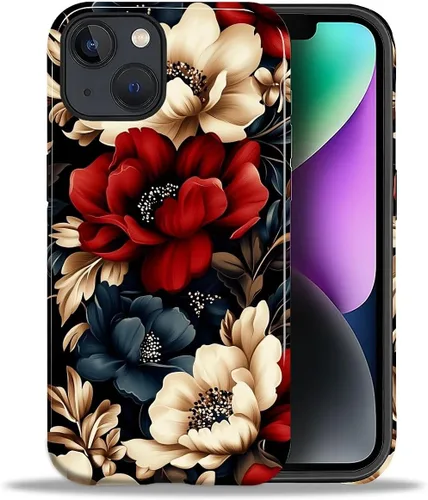 Vista 23 de ZHEGAILIAN Funda para iPhone 11, carcasa dura a prueba de golpes + silicona suave 2 en 1 híbrida, parachoques a prueba de caídas - Vidrio manchado