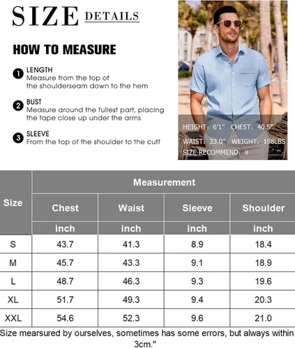 Vista 6 de COOFANDY Men Cuban Guayabera Shirt Short Sleeve Button Down Shirts Casual Summer Beach Linen Shirts