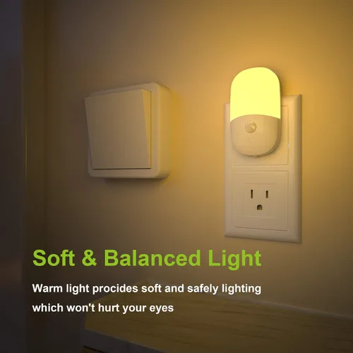 Vista 7 de MAZ-TEK Luz nocturna regulable con sensor de movimiento enchufable, luz nocturna LED blanca cálida suave con sensor de movimiento del atardecer al