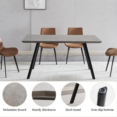 Vista 3 de ZckyCine Mesa de comedor moderna de mediados de siglo, juego de mesa de cocina de 5 piezas para 4 personas, mesa de comedor rectangular de madera
