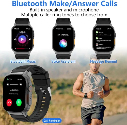 Vista 4 de Reloj inteligente para hombres y mujeres (marcado/respuesta de llamadas), rastreador de actividad con monitor de frecuencia cardíaca/sueño, 100
