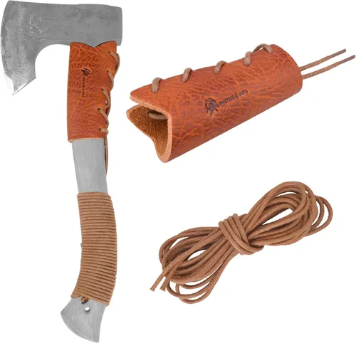 Vista 10 de Protector de cuello de hacha de cuero, cubiertas para mango de hacha para púas de jardinería o protector de hachas de campamento