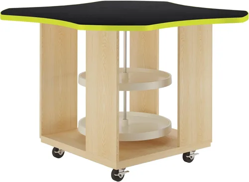 Vista 13 de Diversified Spaces Intermix - Estación de trabajo escolar de colaboración móvil, 48 x 48 x 30 pulgadas abierta con 2 tocadiscos Lazy Susan, parte