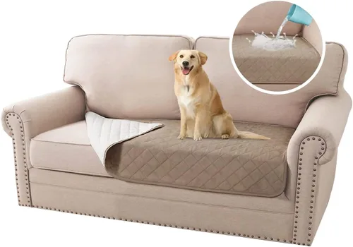 Vista 34 de H.VERSAILTEX Fundas de sofá de 2 plazas para perros, 100 % impermeables, con correas elásticas para mascotas y gatos (sofá biplaza, marrón)