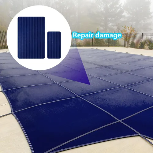 Vista 5 de Kit de reparación de cubierta de piscina de 6 piezas, kit de parche azul para cubierta de seguridad para piscina, kit de parche de malla