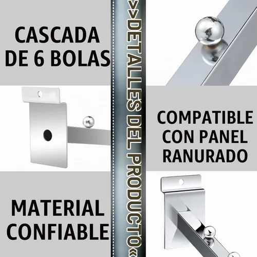 Vista 4 de Tatuo Paquete de 20 ganchos de pared de 15.75 pulgadas, 6 bolas de cascada, accesorios para colgar tablero de metal resistente, listones de pared