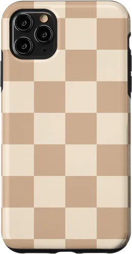 Vista 25 de Funda de tablero de ajedrez marrón beige claro para iPhone 14 Pro