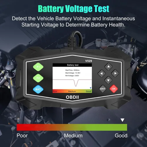 Vista 5 de Herramienta de diagnóstico del escáner OBD2, escáner automotriz profesional con prueba de batería, lector de código de luz del motor, flujo