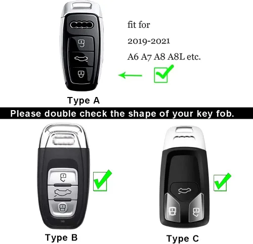 Vista 2 de ontto Funda para llavero inteligente con control remoto sin llave compatible con Audi A6 A6L A7 E-Tron A8 Q8 2019-2022, funda de cuero para llave