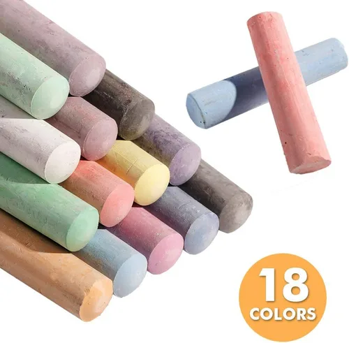 Vista 3 de feela Tiza para acera, paquete de 144 unidades, 18 colores, juego de tizas para acera para niños, a granel, ideal para niños y familia, pintura