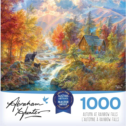 Vista 2 de RoseArt - Abraham Hunter - Otoño en Rainbow Falls - Rompecabezas de 1000 piezas para adultos