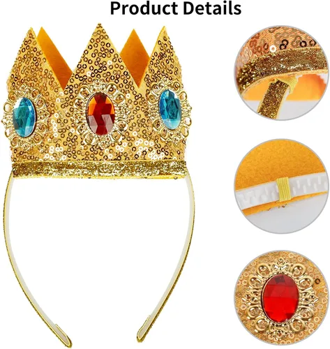 Vista 3 de WeKen Disfraz de princesa 4 piezas de coronapendientesguantesbrochesaccesorios de princesa accesorios de vestir