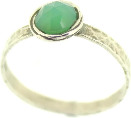 Vista 6 de Anillo de plata de ley con piedras preciosas para mujer, anillo apilable de piedra martillada, anillo de piedra natal