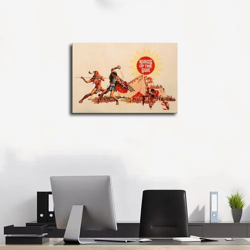 Vista 3 de SHUBIAO Kings of The Sun Retro Old Movie Poster Art Cover 2 Canvas Poster Wall Art Decor Print Picture Paintings for Living Room Bedroom Decoration