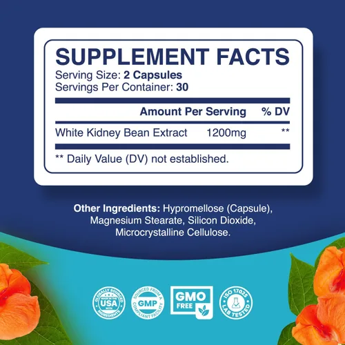 Vista 7 de Bloqueador de carbohidratos de frijol blanco – 4800 mg equivalente a extracto de frijol blanco de riñón de carbohidratos y azúcar, bloqueador