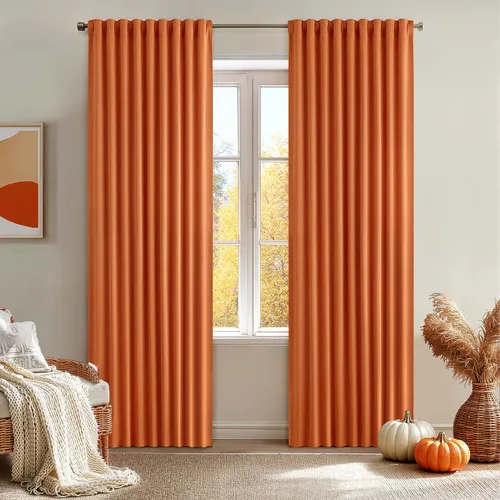 Vista 32 de MIULEE Cortinas opacas con pestaña trasera de 63 pulgadas de largo, juego de 2 paneles para sala de estar, dormitorio, privacidad, bolsillo