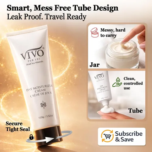 Vista 9 de Vivo Per Lei Crema de día - Crema facial del mar muerto para piel opaca y seca - Crema de día hidratante con manteca de karité - Hidratante de día