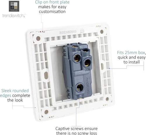 Vista 5 de Trendi - Interruptor de luz táctil de 2 vías artístico moderno brillante de 10 amperios con interruptor de luz táctil azul océano (paquete de 2)