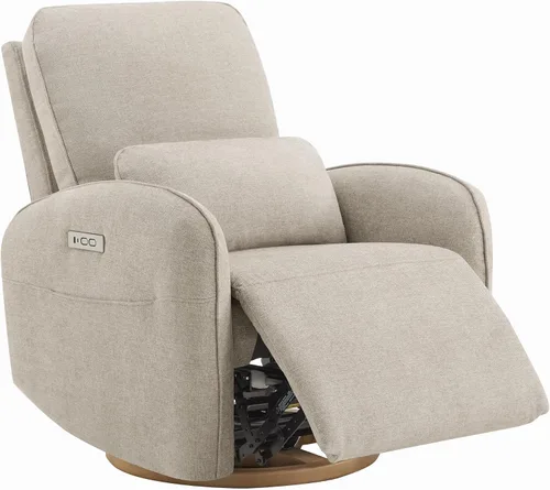 Vista 9 de CHITA Power Nursery - Silla reclinable giratoria con almohada, color gris