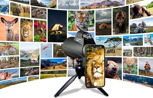Vista 6 de Python - Telescopio monocular Explorer de 0.394 x 1.654 in con adaptador para teléfono inteligente y trípode, telescopio monocular de alta potencia