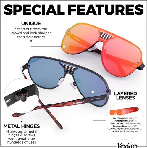 Vista 3 de Blade Mirrored XL Gafas de sol de gran tamaño para hombres - Bold Looks para hombres de moda