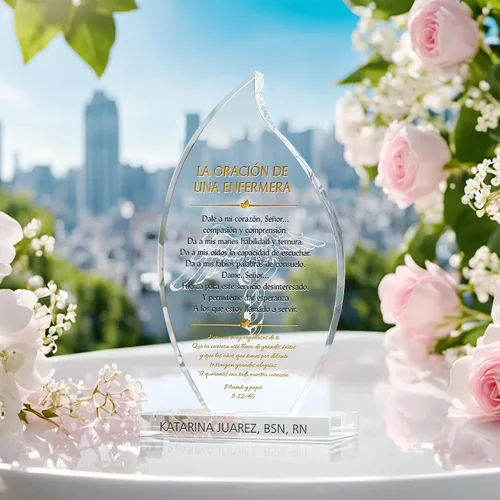 Vista 2 de Placa de regalo de graduación con llama de cristal personalizada para ella o él, regalo religioso único de graduación de enfermera para hija, hijo