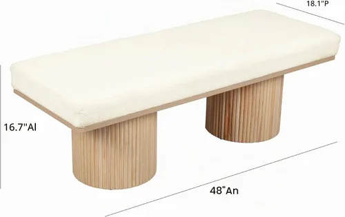 Vista 2 de TOV Furniture Sagano - Banco de hilo teñido blanco