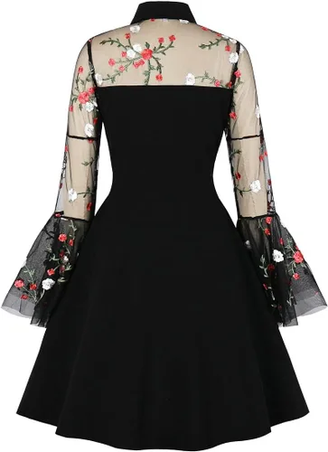 Vista 2 de Vestido de mujer vintage con lunares de los años 1950, estilo Audrey, rockabilly, de graduación, de los años 50 y 60, de línea A, para cóctel