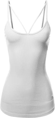 Vista 6 de Made by Emma Camiseta sin mangas con tirantes delgados para mujer, con base de algodón sólido