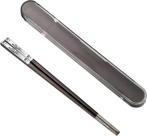 Vista 15 de Palillos portátiles con diseño de tira, juego de palillos de metal reutilizables de acero inoxidable con revestimiento de titanio para la escuela