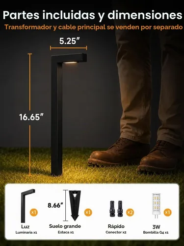 Vista 3 de Gardenreet Luces de camino de paisaje de latón, luces de camino de bajo voltaje de 12 V con cable, luces de jardín al aire libre LED impermeables