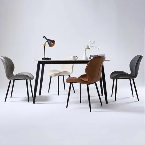 Vista 2 de Modern Luxury PU Leather Dining Chair,Armless Accent Office Chairs, Comfortable backrest Sturdy Dressing Stool,with Metal Frame,for Kitchen Living