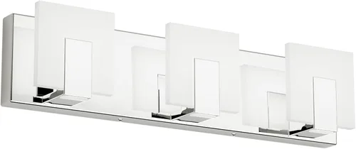 Vista 9 de Aipsun 2 luces regulables modernas LED de tocador para baño, acrílico blanco esmerilado, cromado arriba y abajo, lámparas de pared sobre espejo