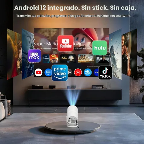 Vista 2 de Mini proyector con Android 12 y aplicaciones integradas, WiFi y Bluetooth color1