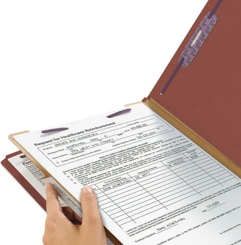 Vista 9 de Smead Carpeta de archivos de clasificación de cartón prensado con sujetadores SafeSHIELD, 1 divisor, expansión de 2 pulgadas, tamaño legal, rojo, 10