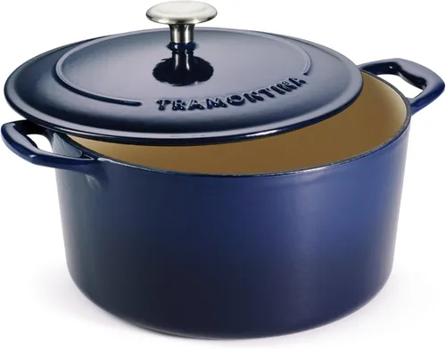 Vista 8 de Tramontina Bestow Sartén Braseadora de Hierro Fundido Esmaltado con Tapa, 4 cuartos, Azul
