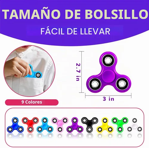 Vista 5 de Fidget Spinners de mano. Juguete para estrés, ansiedad, TDAH, para la relajación de los estudiantes, terapia relajante. Combo de venta de 12